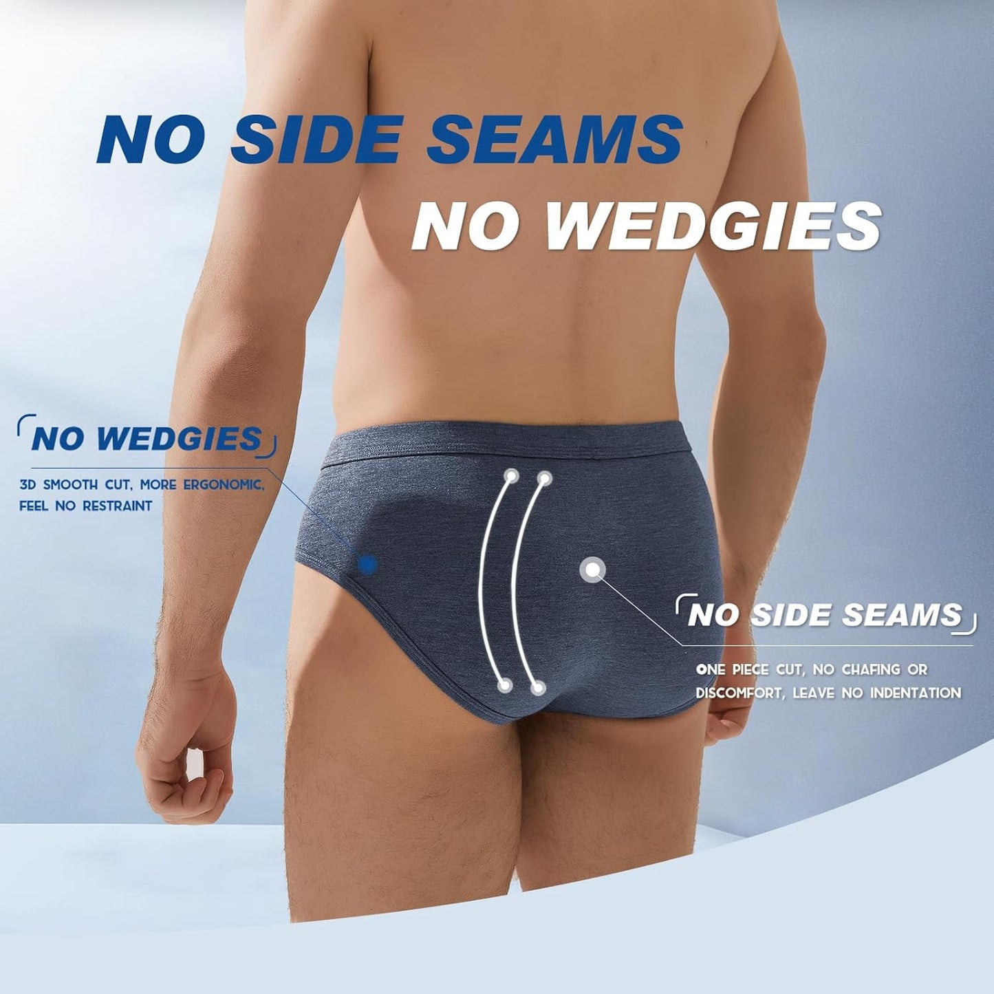 Men's Tagless Briefs Coverd Waistband Comfort Soft Underwear with Contour Pouch Breathable Underpants