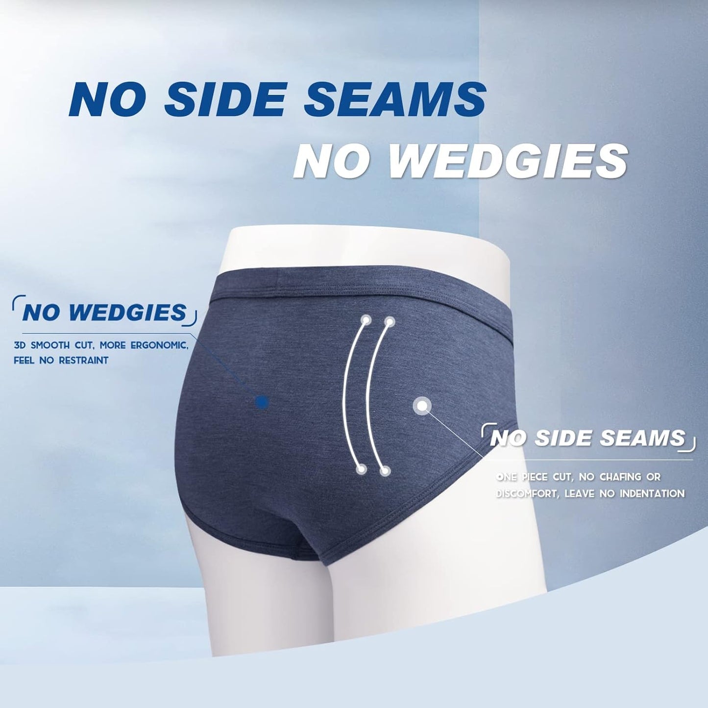 Men's Tagless Briefs Coverd Waistband Comfort Soft Underwear with Contour Pouch Breathable Underpants