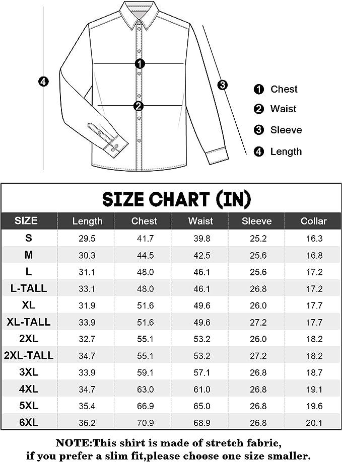 Men's Dress Shirts Wrinkle-Free Long Sleeve Stretch Solid Formal Business Button Down Shirt with Pocket - Petrol