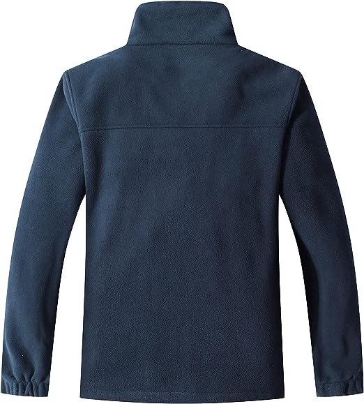 Wholesale Men's Full Zip Thermal Jackets With Pockets Soft Polar Fleece Coat - Navy