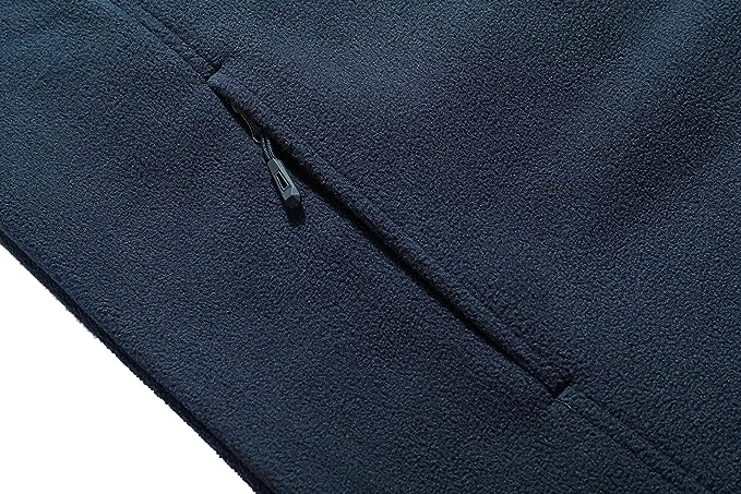 Wholesale Men's Full Zip Thermal Jackets With Pockets Soft Polar Fleece Coat - Navy