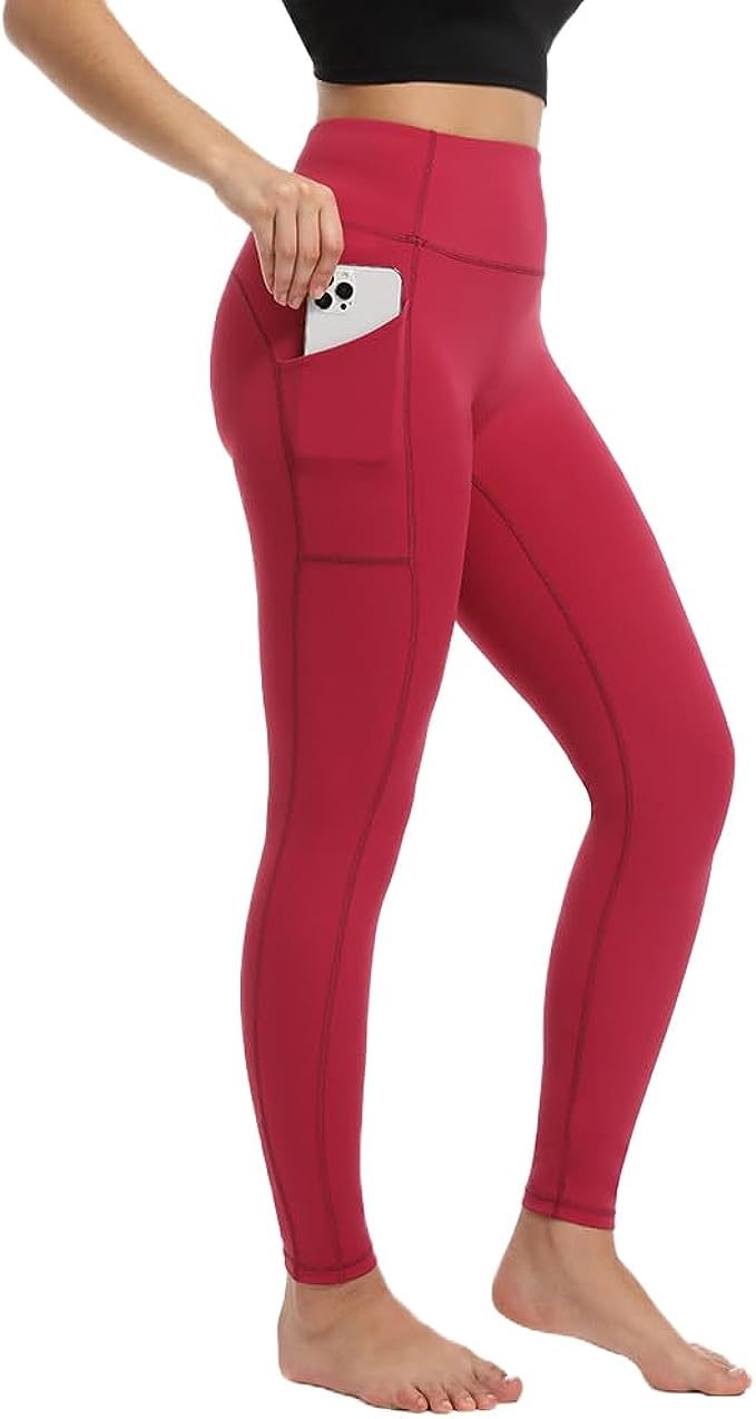 AHLW Buttery weiche Leggings mit hoher Taille für Damen, elastisch,  hautfreundlich, bequem, Yogahose, tägliche Freizeit-Leggings, 2 Stück  (schwarz + rot), Klein : Amazon.de: Fashion