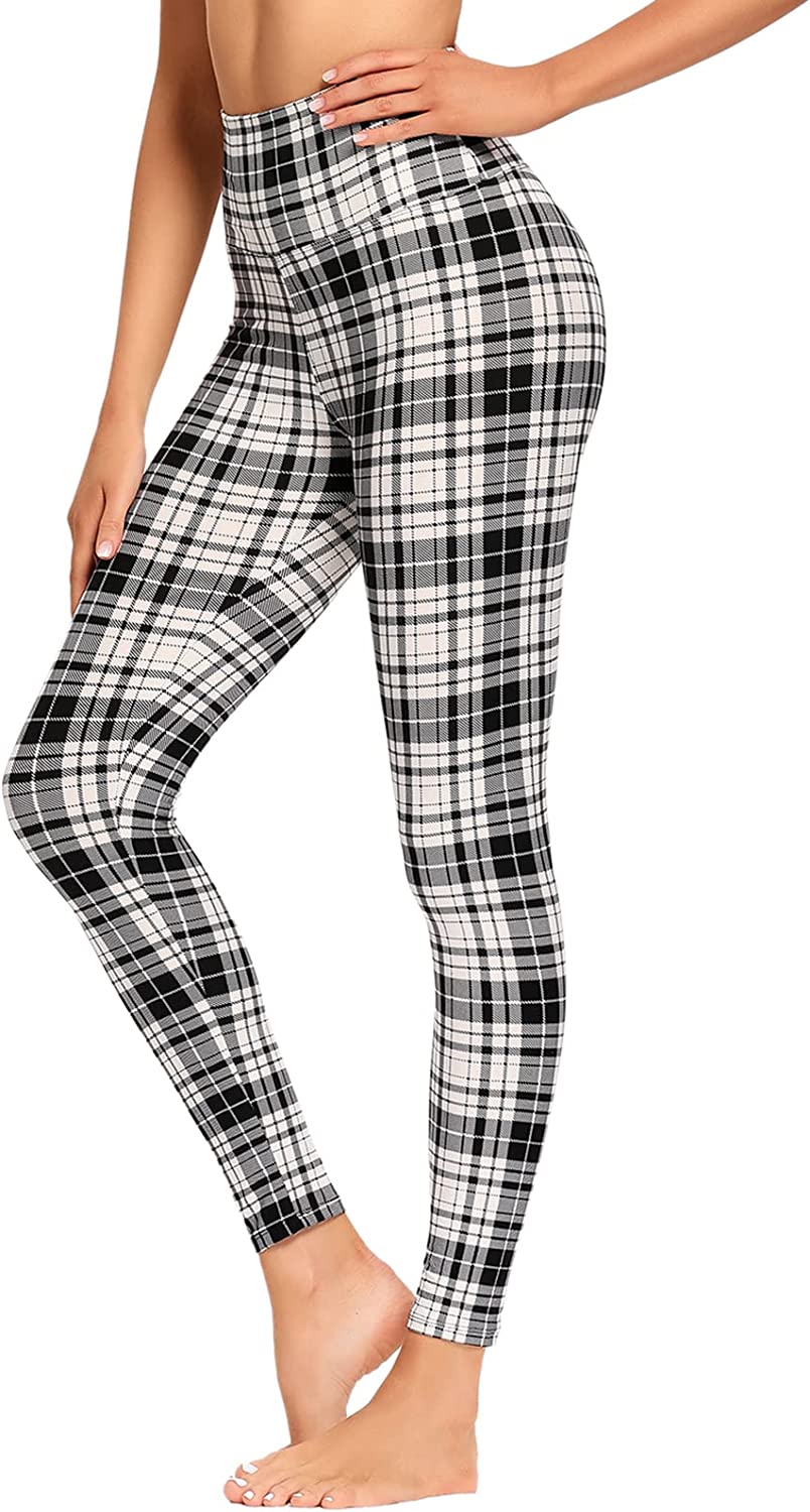 Holiday Red Plaid High Waist Leggings - WE ARE YOGA