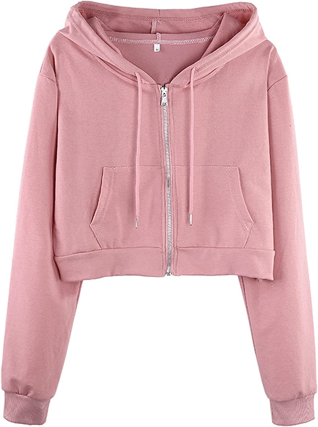 Light pink cropped zip best sale up hoodie